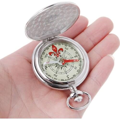 OOTDTY Pocket Watch Flip Compass Portable Hiking Navigation Compass Luminous In The Dark Navigation Car Compass Keychain