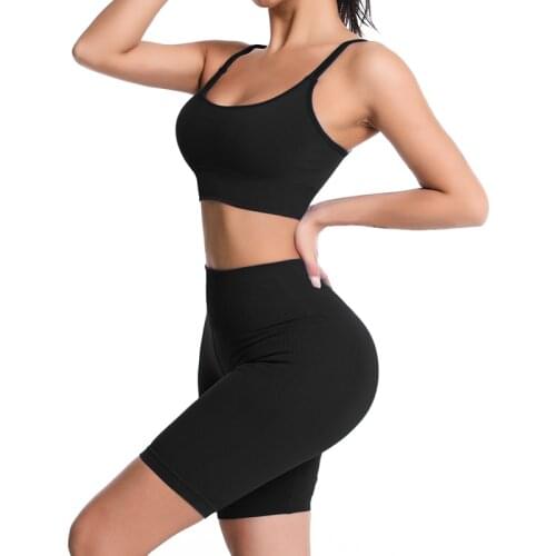 Yoga Set Gym Clothes 2Pcs Women Sport Suit Gym Set Sexy Bra Seamless Shorts Workout Running Clothing Gym Wear Athletic Yoga Set
