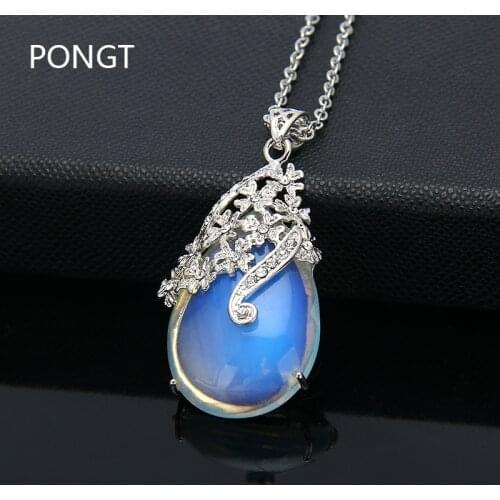 Bohemia Water Drop natural black stones pendant healing quartz opal Flower Pendant &Necklace crystal Pendant suspension jewelry