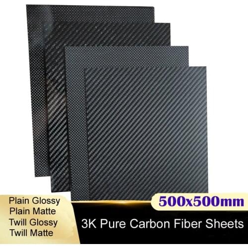 500x500mm 3K Carbon fiber sheet High strength Carbon Board panel Plate thickness 1mm 1.5mm 2mm 2.5mm 3mm 4mm 5mm 6 mm