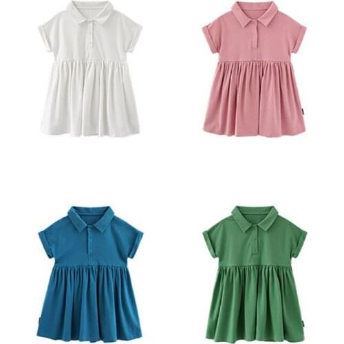 Cute Toddler Kids Baby Girls Short Sleeve Cotton Red Summer Dress Casual Cotton Girl Dresses Clothes 1-10 Years