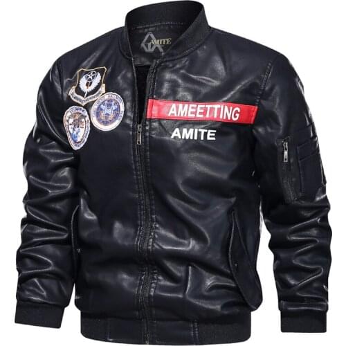2020 New Mens Fleece Leather Jacket Coat Male Fashion Streetwear PU Leather Bomber Jacket Men Brand Clothing Outwear 4XL BF201