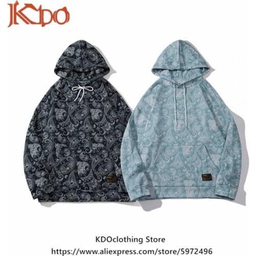 Paisley Pattern Mens Hoodies Sweatshirts Male Hip Hop Hoodie INS Trend Street Hoodi Long Sleeve Black Gray Cuple Casual Loose