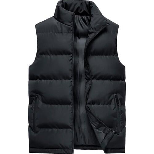 Male Vests Waistcoats Winter Mens Sleeveless Vest Casual Cotton-Padded Photographer Coats Body Warmer Thickened
