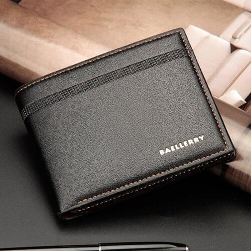 Baellerry Business Men Short Wallet Multi Card Holder Litchi Pattern Horizontal Purse Mini Coin Pocket for Male billetera hombre