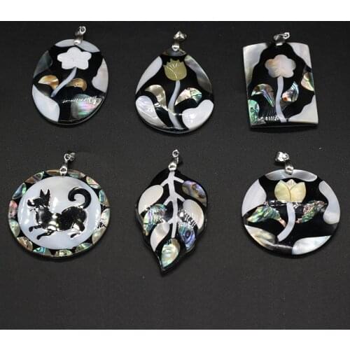 2020 New Natural Mother of Pearl Shell Pendants Abalone Paua Shell Pendant Charms for DIY Necklace Jewelry Making Accessories