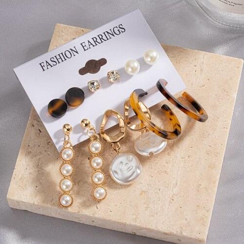 Brand New 6 Pair/Set Dangle Drop Vintage Earrings For Women Statement Gold Hanging Earrings 2021 Set New Trend Jewelry Jewelry