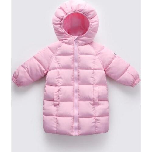 New Girls Boys Winter Long Jackets Thick Sports Snowsuits Hooded Childrens Clothing Baby Kids Coats Outerwear 2-8Y
