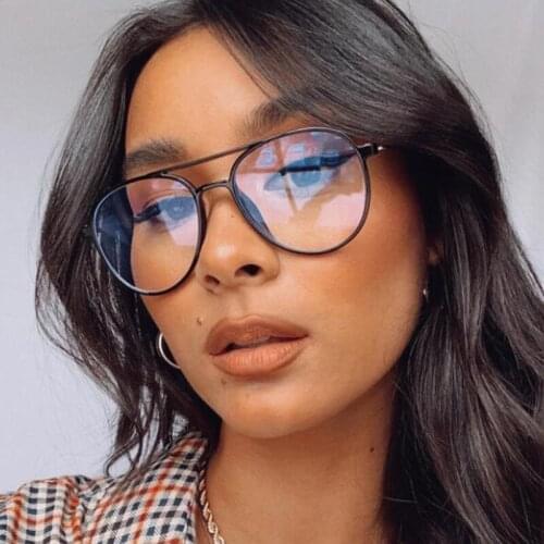 Oval Transparent Glasses Big Frames Men 2021 Fashion Metal Frame Anti-Blue Light Glasses Vintage Optical Eyeglasses Clear Lens