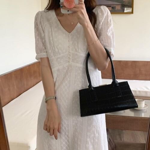 Alien Kitty New Summer Slim All Match Femme Chic Prom 2021 Loose-Fitting V-Neck Long Dress French First Love Dress Vestidos