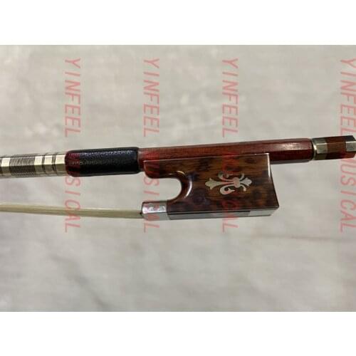 Profesionally hybrid Carbon fiber violin bow outside Pernambuco Skin Stick Snakewood nickel silver Frog white Natural Horsehair