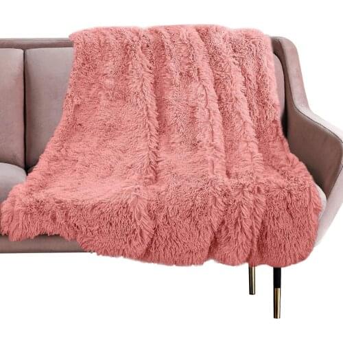 Luxury Long Plush Blanket Fuzzy Fur Flannel Shaggy Cover Blanket Bedding Sheet Fleece Super Soft Warm Throws for Bed Sofa Travel