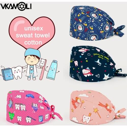 Red panda print scrubs uniform women Scrubs Caps Pet Grooming Agency Work Scrubs Breathable Lab scrub hat nursing hat