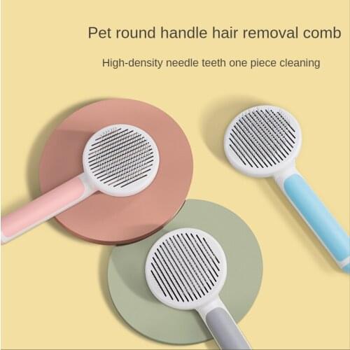 New Round Head Pet Massage Comb Stainless Steel Needle Dog Hair Removal Brush Professional Self Cleaning Cat Brush Pet Supplies