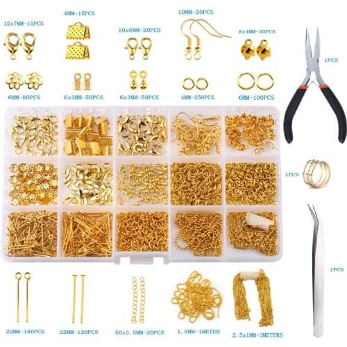Alloy Accessories Set Jewelry findings Tools Clip buckle Lobster Clasp Open Jump Rings Earring Hook Jewelry Making Supplies Kit