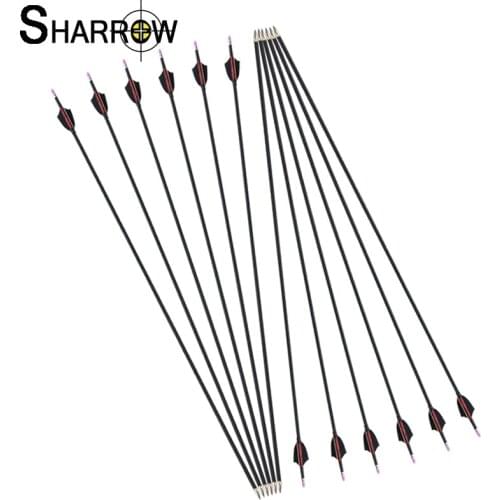 15pcs 30" Spine 1000 Archery Mixed Carbon Arrow OD 6mm with Fixed Arrowhead for Bow and Arrow Shooting Hunting Accessories