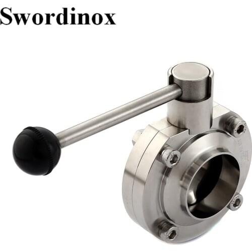 Swordinox SS304 Sanitary DIN11851 Welded Butterfly Valve with Pull Type Handle