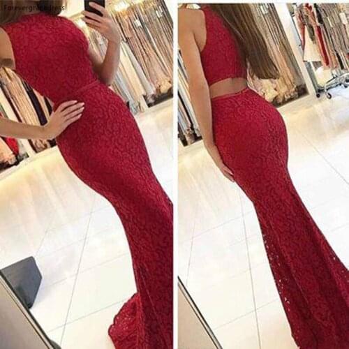 Red Elegant Mermaid Lace Evening Dress Sleeveless Formal Holidays Party Gown Custom Made Plus Size
