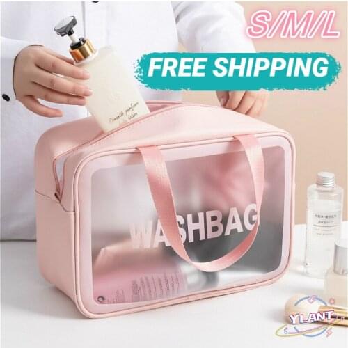 S/M/L 3 Sizes Ladies Large Capacity Pu Frosted Waterproof Cosmetic Bag Convenient Travel Makeup Storage Bag Female Wash Bag