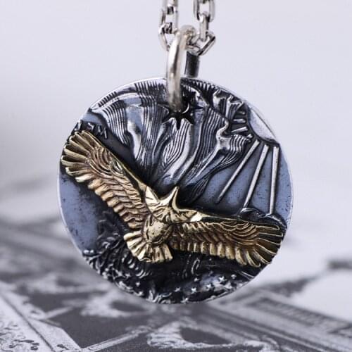 S999 sterling silver jewelry retro Thai silver mens eagle pendant personalized men and women