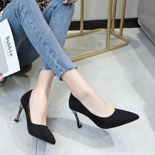 Selling Women High Heels Single Shoes Female Frosted Leather Spring Joker Comfort High Quality Wedding Party Woman Shoes W37-11