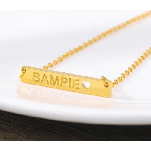 Custom Name Bar Necklace Engraved For Women Fashion Gold Color Stainless Steel Geometry Heart Collier Jewelry Christmas Gift BFF