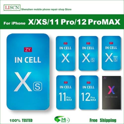 ZY-Incell Screen For iPhone X Xs Max XR 11 LCD Display Touch Screen Digitizer Assembly No Dead Pixel Replacement Parts + Gift