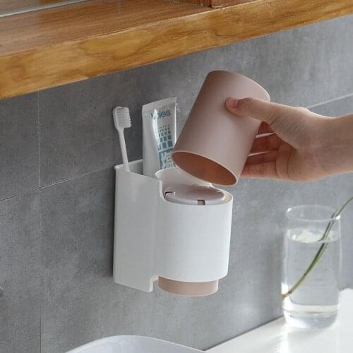 1PC Strong adsorption of the wall frame tooth brush holder bathroom accessories toothbrush and toothpaste bathroom organizer