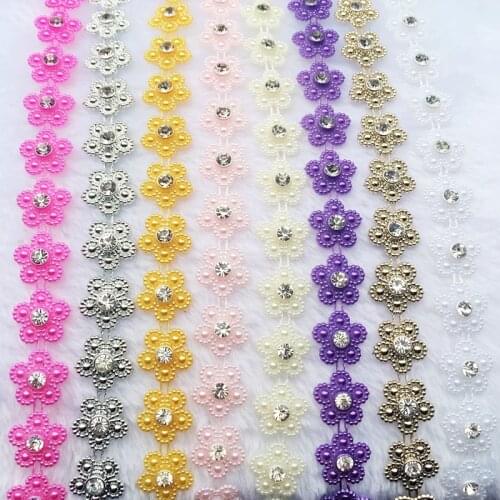 1 yards/lot ABS set with diamond twine flat back party decoration rhinestone clip thin dress accessory wedding lace