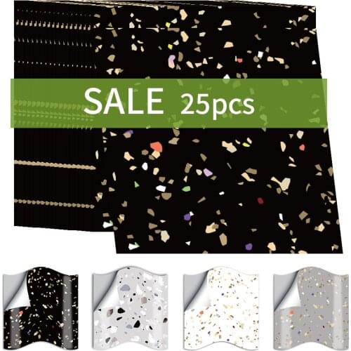 Funlife 10/15cmx25pcs terrazzo PVC Waterproof Self adhesive Wall Sticker Tile Sticker For Kitchen Bathroom Furniture SJ025-SJ028