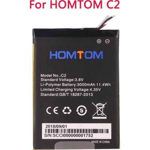 100% new Original C2 Battery Replacement 3000mAh Parts for HOMTOM C2 Smart Phone