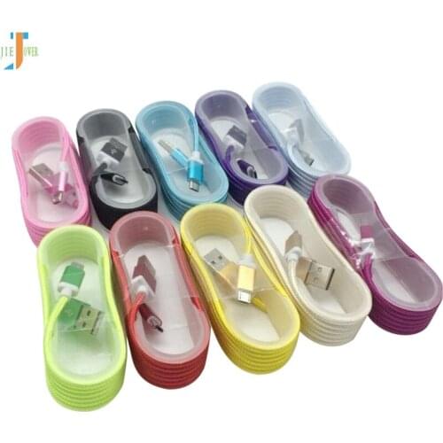 100pcs/lot 1.5m Micro USB Cable Cord Nylon Braid Data Charging Cable for Iphone XS 8 Plus Ipad Samsung Xiaomi Huawei HTC