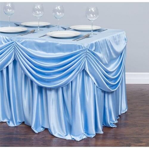 4 FT. 6 FT. ALL-IN-1 TABLECLOTH/PLEATED SKIRT table skirt with swag wedding stage table skirting for party birthday banquet