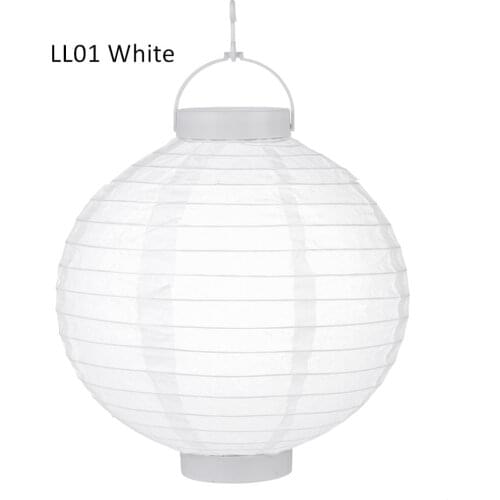 5pcs/lot 8inch=20cm Handmade Round Battery Operated White LED Paper Lantern Hanging Birthday Party Event Wedding Decorations