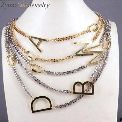 5PCS, Letters necklace alphabets chockers 6mm link chain high quality jewelry necklace for women choose letters