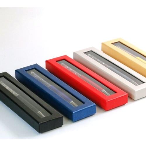 500pcs Pen Box Wholesale Transparent Window Pen Box Paper Packaging Metal Gift Pen Box NO218