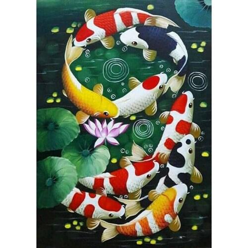 5D Art Diamond Painting Full Diamond Koi Cross Stitch Kits Embroidery Home Decors