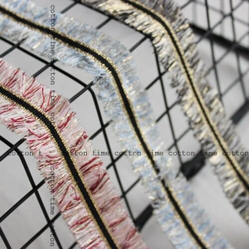 6yards/lot Golden Trim 3cm wide Double tassel webbing golden printed ribbon in morden style accessory for bag garment