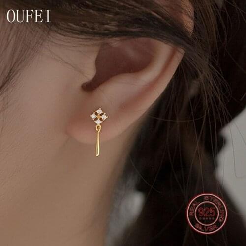 925 Sterling Silver Earring Crystal Simple 18k Gold Women 925 Silver Cross Water Drop Earring Fine Jewelry 2021 Trend Girl Gift