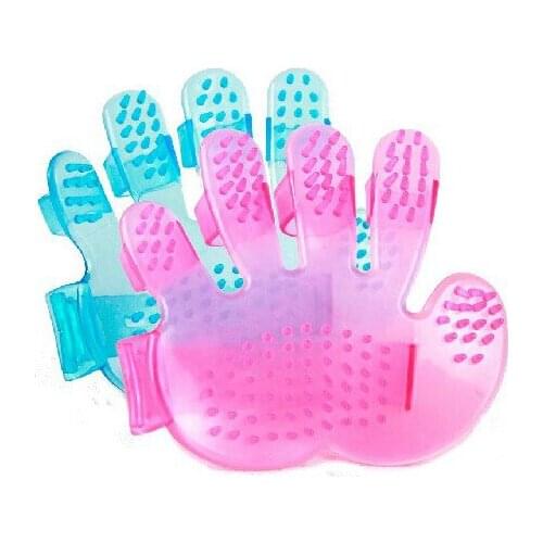 Pet dog accessories dog bath brush Cat Grooming Shower Bath Massage Brush Comb Hand Shaped Glove Comb Blue Pink