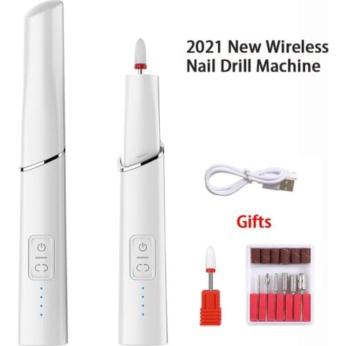 2021 New Wireless Nail Machine Drill Machine Electric Sander Manicure Machine Nail Grinder Polisher Nails Drill Files 4 Speeds