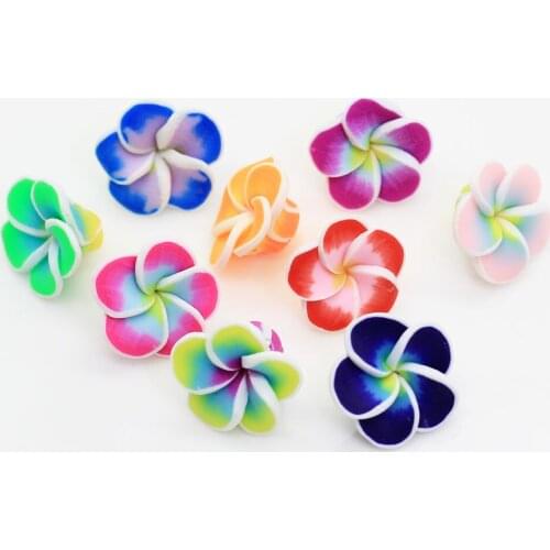 200/100pcs 15mm Handmade Soft Polymer Clay Beads Printing Flower Pattern Rose Loose Beads For Necklace Jewelry Making