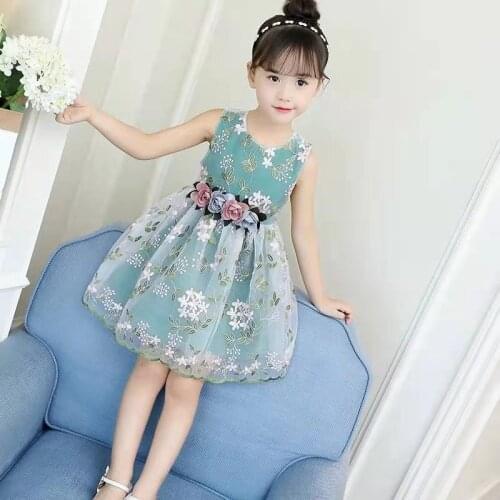 Baby Party Dress for Kids Girl Birthday Girls Flowers Sleeveless Dresses Children Print Princess Dress Teen Summer Clothes