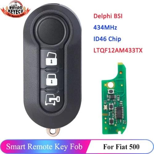 KEYECU Flip Remote Key 434MHz PCF7946A ID46 for Fiat 500 2012-2017 for Dodge Ram Promaster City 2015-2018 FCC: LTQF12AM433TX