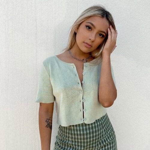 Candy Color Short Sleeve Basic T-shirt Women 2020 Summer Streetwear Ribbed Knitted Tshirt Cool Girls White Tees Crop Top