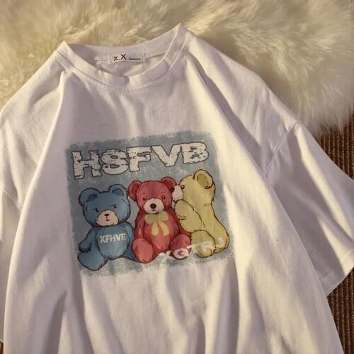 Womens T-shirt Oversized bts Anime Y2k Top Short Sleeve T-shirts Kawaii Tops For Couple Clothes Street Loose Fashion Clothing