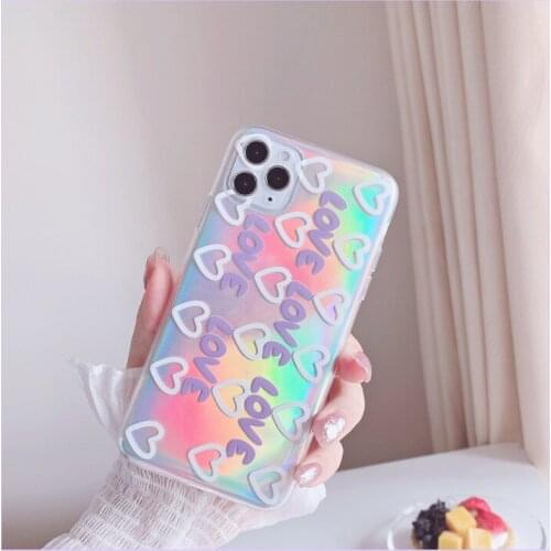 Ins Heart for Iiphone 12 Laser PVC Soft Phone Case