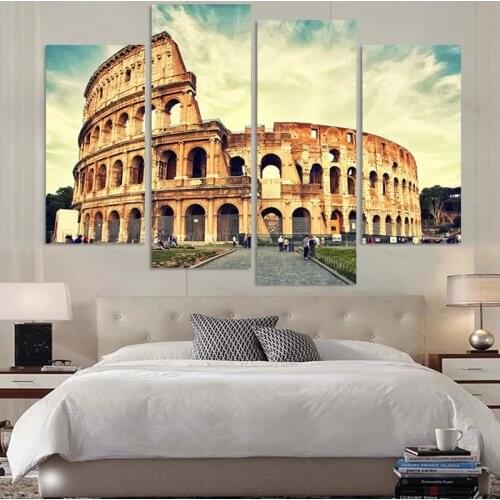 4 Panels Roman Colosseum Painting Canvas Wall Art Picture Home Decoration for Living Room Canvas Print Modern Painting Unframed