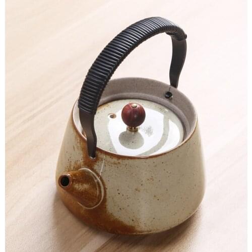 Stoneware Loop-Handled Teapot Teapot Ceramic Home Single Teapot Retro Nostalgic Japanese Kung Fu Teapot Set Ceramic Teapot