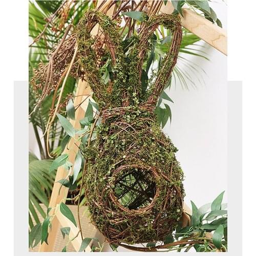 Handmade Rattan Bird Cage House, Easter Rabbit Shaped Birds Breeding Nest,Birdhouse for All Kinds of Birds, Outside, Home Decor
